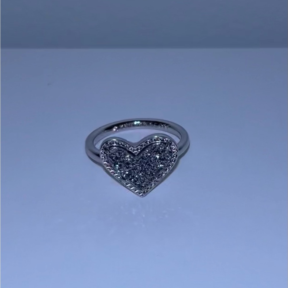 Kendra Scott Ari Heart Silver Band Ring in Platinum Drusy